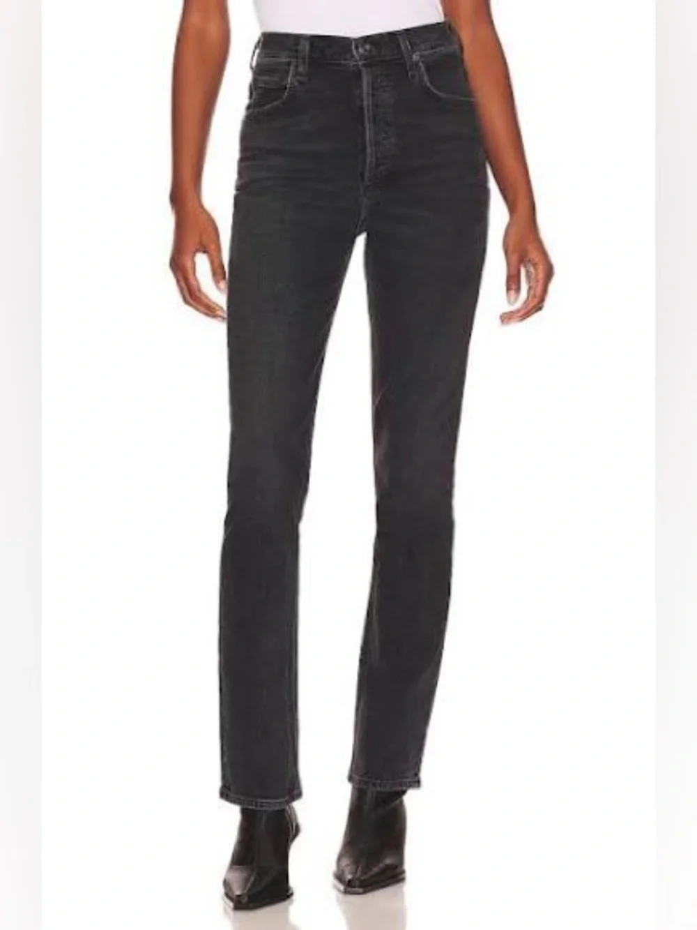 Agolde Freya High Rise Slim Jeans Charcoal Black Gray Womens Size 29